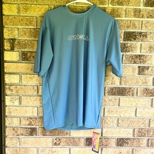 NWT O’Neill Basic Skin Rash Tee size XL Slim. 50+ UPF Dusty Blue Quick Dry